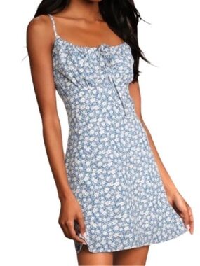 Reformation Spaghetti Strap Blue Floral Sundress